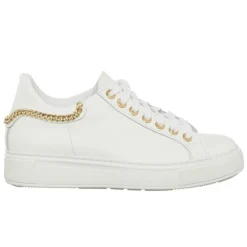 Hot Loretta Pettinari Sneakers en Cuir Bia blanc/doré