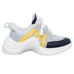 Femme Loretta Pettinari Sneakers en Cuir Bianca blanc/gris/noir/jaune - Talon 5 cm