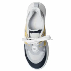 Femme Loretta Pettinari Sneakers en Cuir Bianca blanc/gris/noir/jaune - Talon 5 cm
