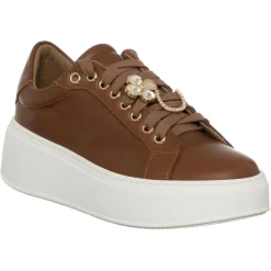 Hot Loretta Pettinari Sneakers en Cuir Garance marron