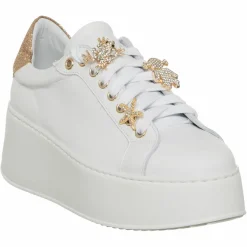 Femme Loretta Pettinari Sneakers en Cuir Ilona blanc/doré
