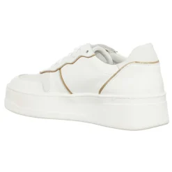 Sale Loretta Pettinari Sneakers en Cuir Nabuk blanc/doré