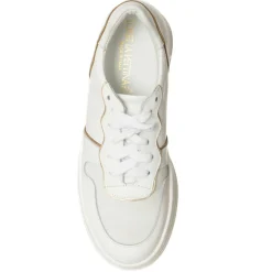 Sale Loretta Pettinari Sneakers en Cuir Nabuk blanc/doré
