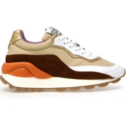 Femme Voile Blanche Sneakers en Cuir Pixie blanc/cognac/noir