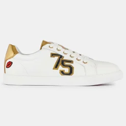 Discount Bons Baisers de Paname Sneakers en Cuir Simone blanc/doré