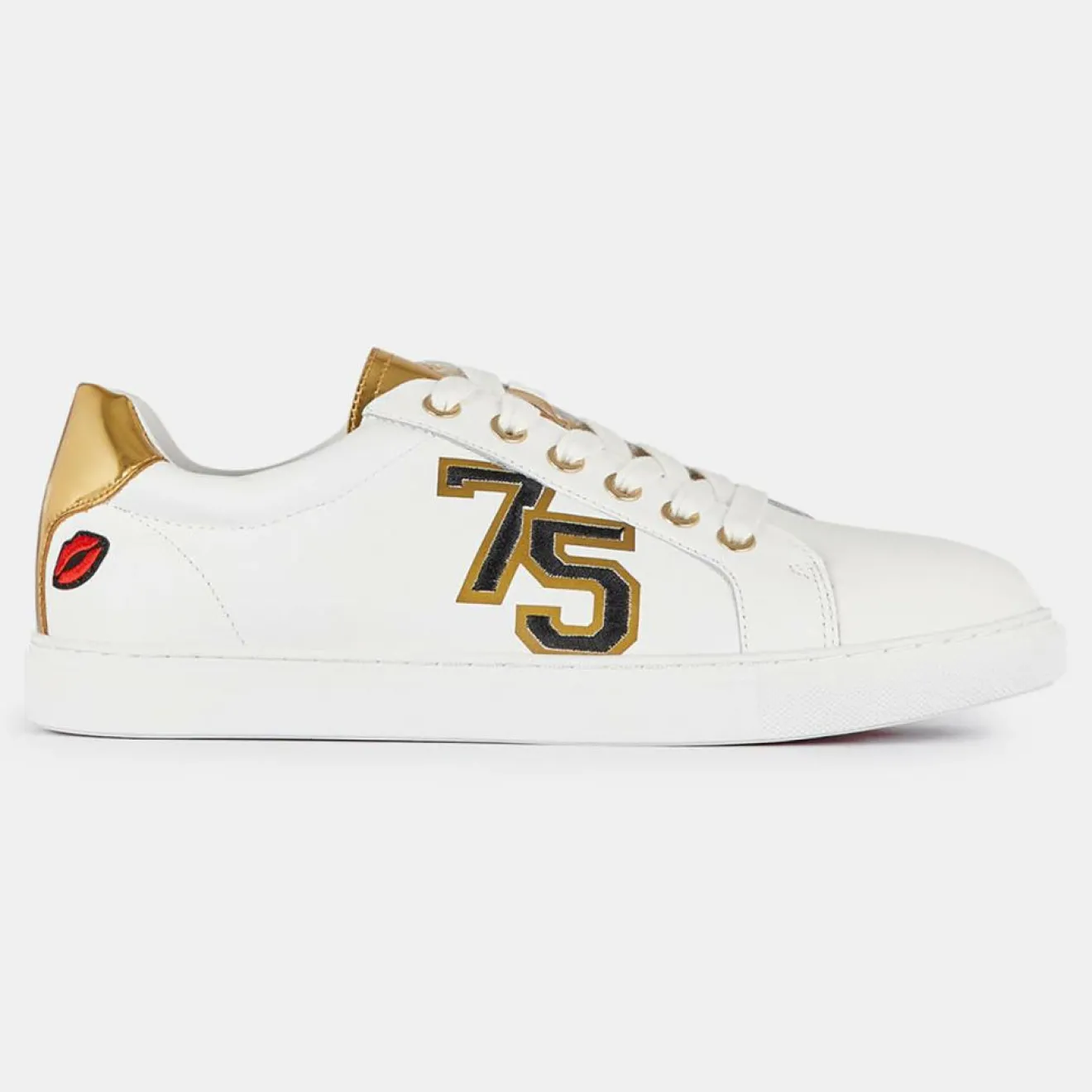 Discount Bons Baisers de Paname Sneakers en Cuir Simone blanc/doré