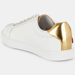 Discount Bons Baisers de Paname Sneakers en Cuir Simone blanc/doré