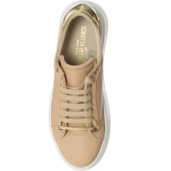 Femme Loretta Pettinari Sneakers en Cuir Sosa beige/Doré/blanc