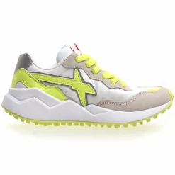Femme W6YZ Sneakers en Cuir Wolf blanc/jaune fluo
