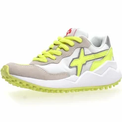 Femme W6YZ Sneakers en Cuir Wolf blanc/jaune fluo