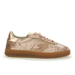 Discount Moa Concept Sneakers en Velours de Cuir Club rose metallisé