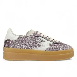 Femme Moa Concept Sneakers en Velours de Cuir Double Club rose glitter
