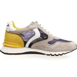 Best Voile Blanche Sneakers en Velours de Cuir Julia gris/moutarde