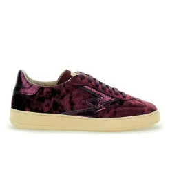 Femme Moa Concept Sneakers en Velours de Cuir Club bordeaux métallisé