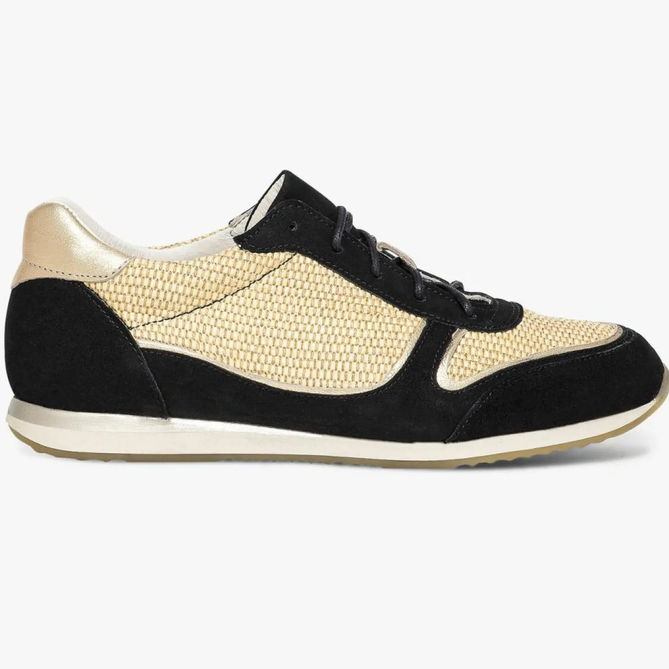 Femme Bocage Sneakers en Velours de Cuir biamtières Lyman noir/paille