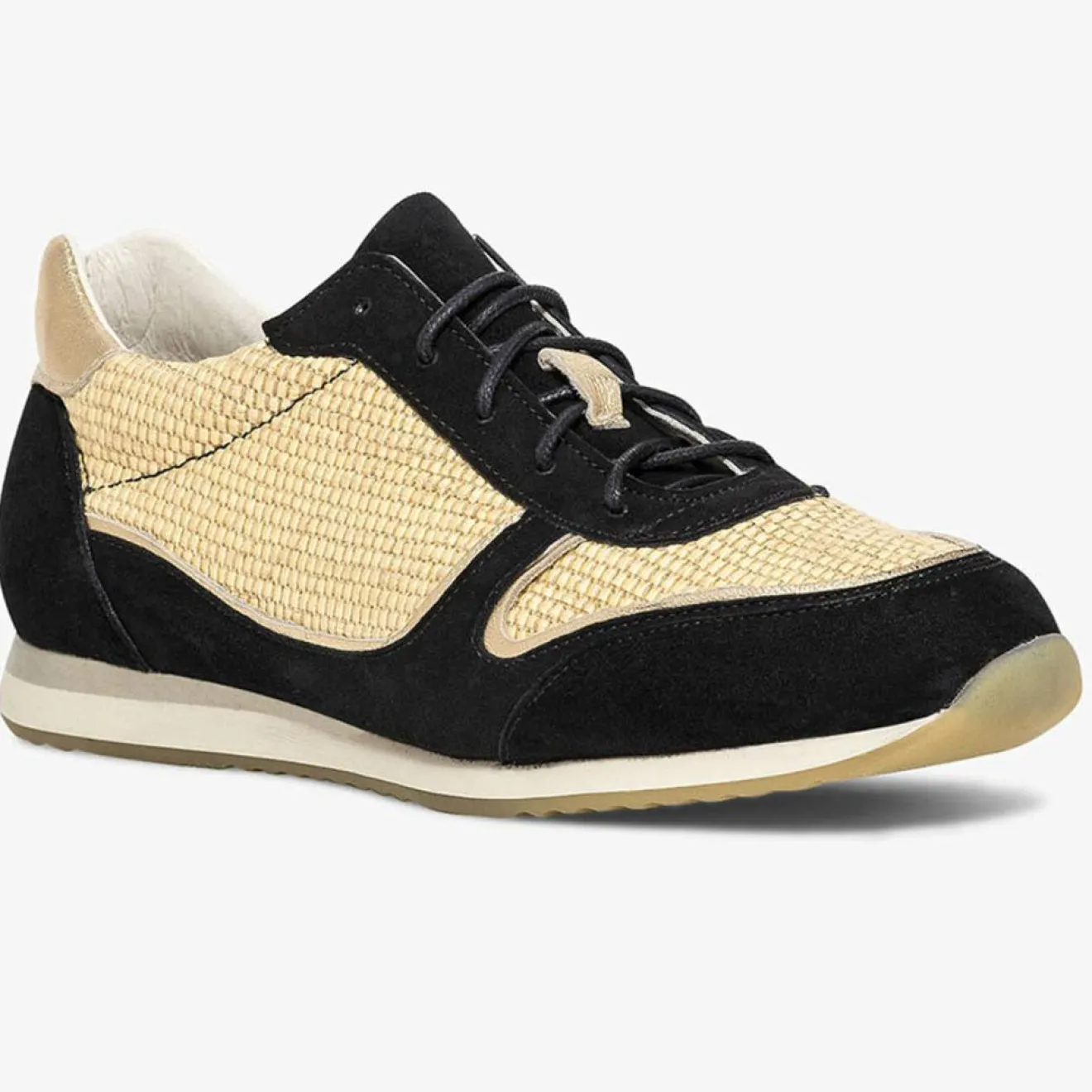 Femme Bocage Sneakers en Velours de Cuir biamtières Lyman noir/paille