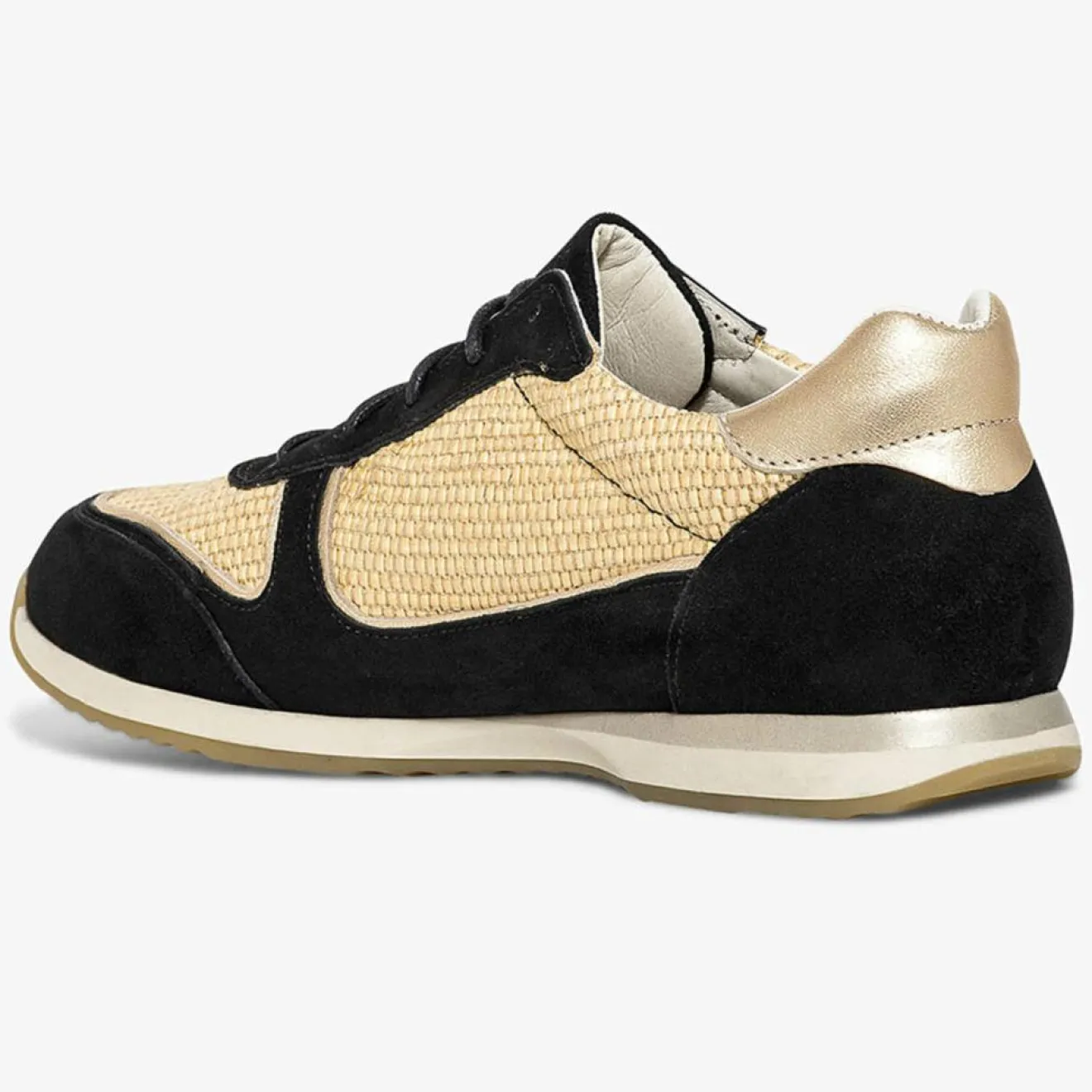 Femme Bocage Sneakers en Velours de Cuir biamtières Lyman noir/paille