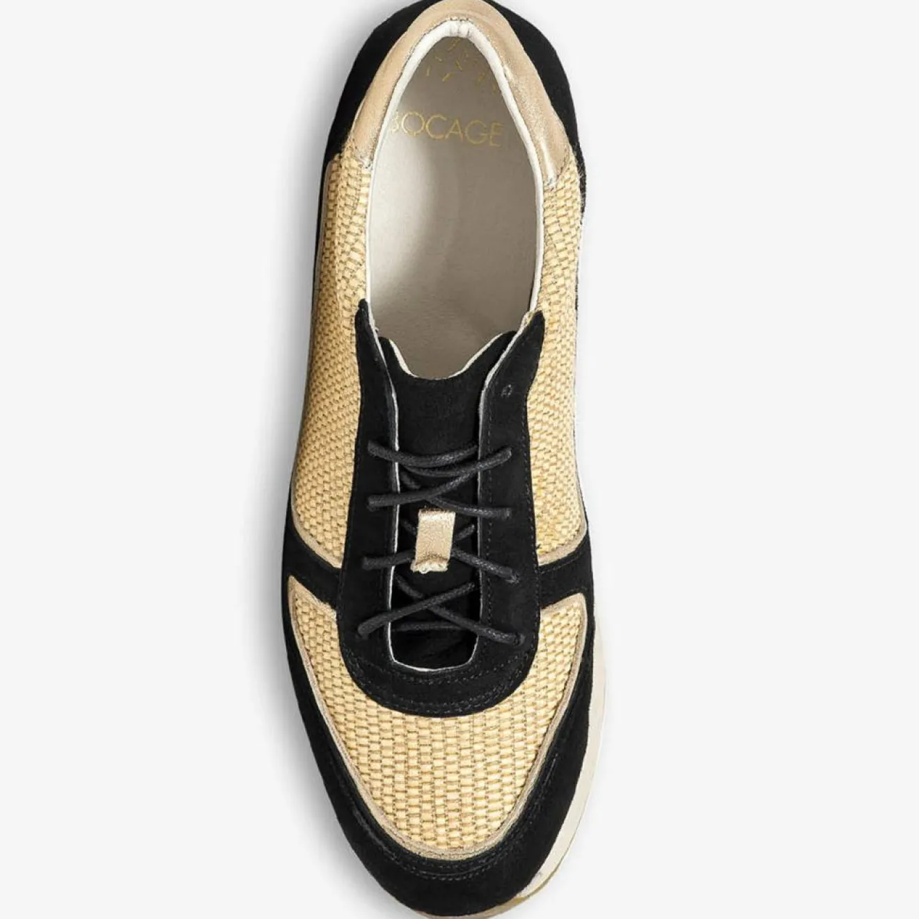 Femme Bocage Sneakers en Velours de Cuir biamtières Lyman noir/paille