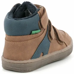 Enfant Kickers Sneakers fourrées en Velours de Cuir Lohan camel/bleu