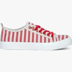 Femme Bocage Sneakers Laurier rayées rouge/blanc