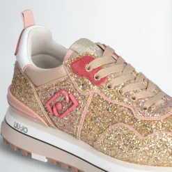 Femme Liu-Jo Sneakers Marion strass doré/rose