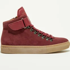 Canal Saint Martin Sneakers Montantes en Velours de Cuir Ferry bordeaux