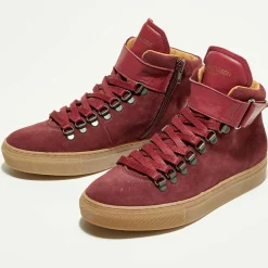 Canal Saint Martin Sneakers Montantes en Velours de Cuir Ferry bordeaux