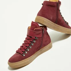 Canal Saint Martin Sneakers Montantes en Velours de Cuir Ferry bordeaux