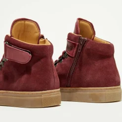 Canal Saint Martin Sneakers Montantes en Velours de Cuir Ferry bordeaux