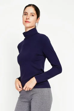 Best Assuili Sous-pull en Soie mélangée bleu nuit