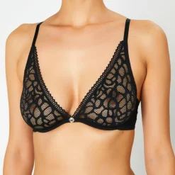 Femme Huit Soutien-gorge avec armatures en Soie mélangée Sonia noir