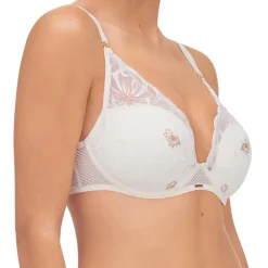Femme Chantelle Soutien-gorge Coque Plongeant Fleurs ivoire/doré