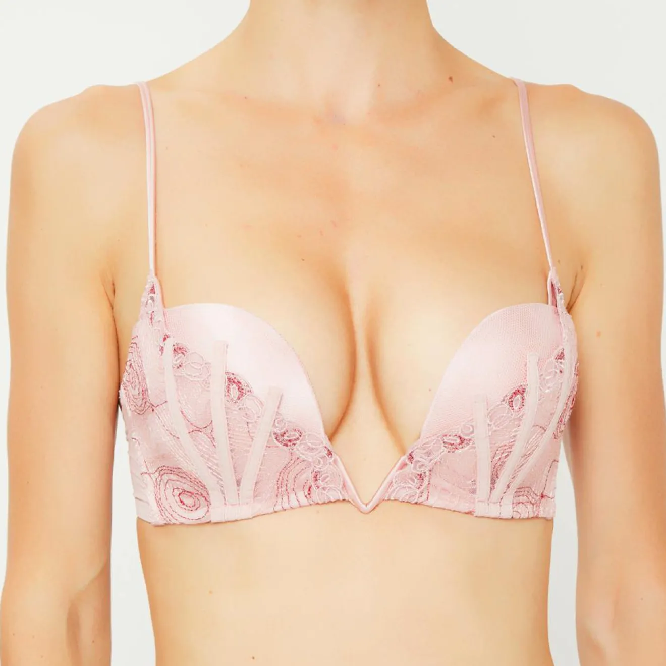 New La Perla Soutien-gorge paddé Elements rose poudré/rouge