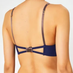 Femme Huit Soutien-gorge sans armatures en Soie mélangée Skin 02 bleu marine