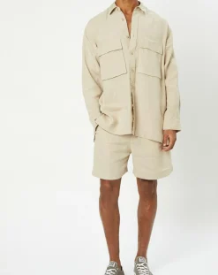 Homme Marc O'Polo Surchemise 100% Lin manches longues Oversize West beige