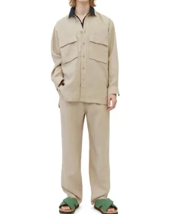 Homme Marc O'Polo Surchemise 100% Lin manches longues Oversize West beige