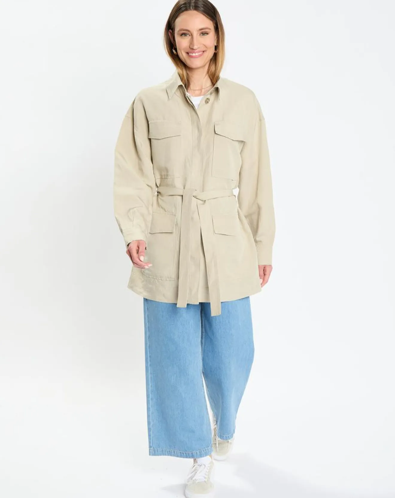 Femme Marc O'Polo Surchemise Ceinturée en Lin mélangé beige clair