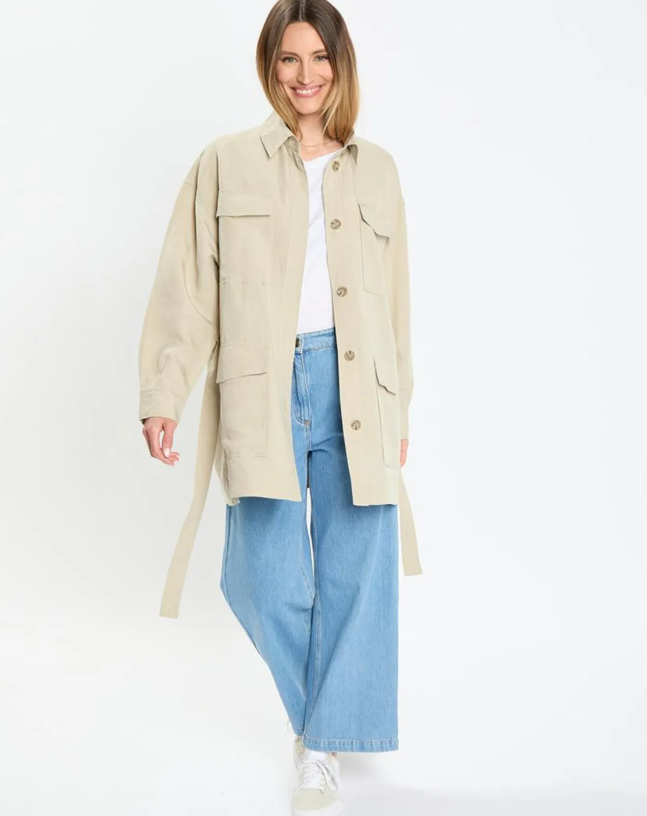 Femme Marc O'Polo Surchemise Ceinturée en Lin mélangé beige clair