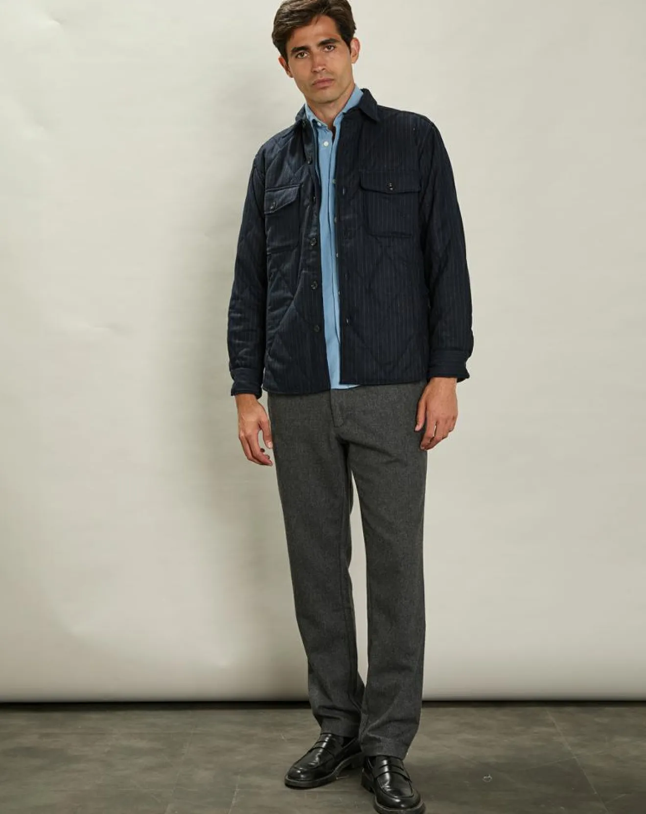 Homme Hartford Surchemise en Laine mélangée Pierre marine