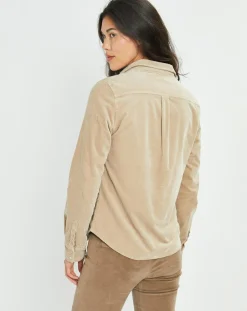 Femme Lauren Vidal Surchemise en Velours côtelé Cloé amande