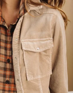 Femme Lauren Vidal Surchemise en Velours côtelé Cloé amande