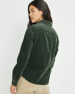 Femme Lauren Vidal Surchemise en Velours côtelé Cloé verte