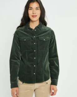 Femme Lauren Vidal Surchemise en Velours côtelé Cloé verte