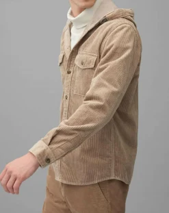 Outlet Marc O'Polo Surchemise en Velours côtelé à Capuche Double Poche beige