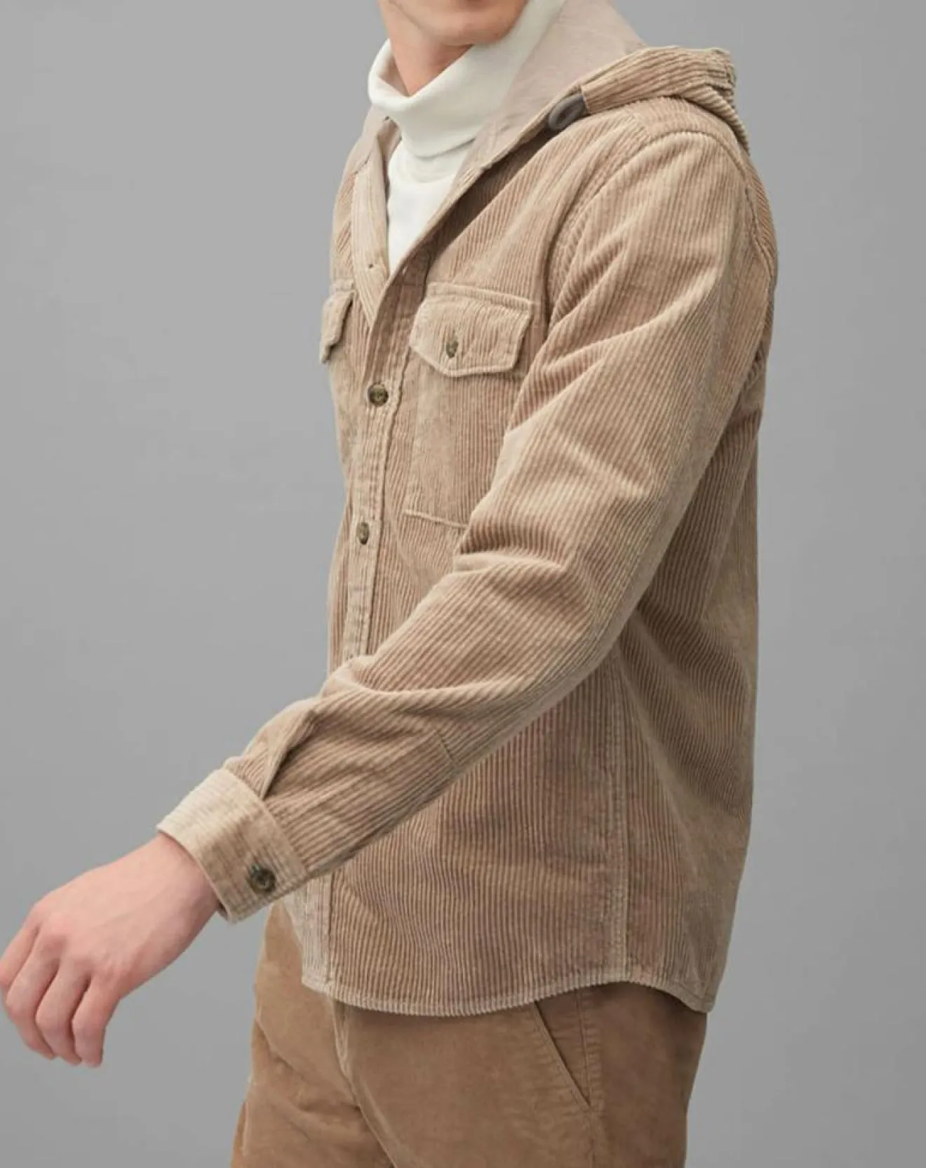 Outlet Marc O'Polo Surchemise en Velours côtelé à Capuche Double Poche beige
