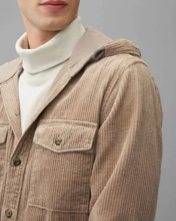 Outlet Marc O'Polo Surchemise en Velours côtelé à Capuche Double Poche beige