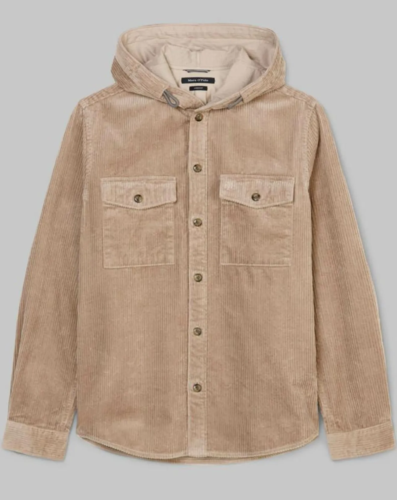 Outlet Marc O'Polo Surchemise en Velours côtelé à Capuche Double Poche beige