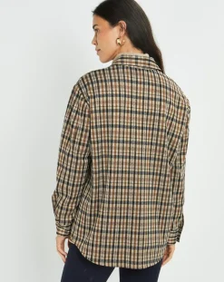 Femme Lauren Vidal Surchemise Leoni à carreaux café