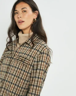 Femme Lauren Vidal Surchemise Leoni à carreaux café