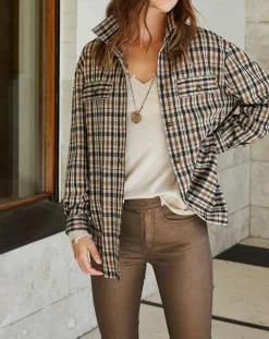 Femme Lauren Vidal Surchemise Leoni à carreaux café